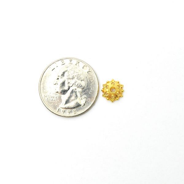 8K Solid Yellow Gold Flower Cap Shape Plain Finishing 9X3,5mm Bead, SGTAN-0236, Sold By 1 Pcs.