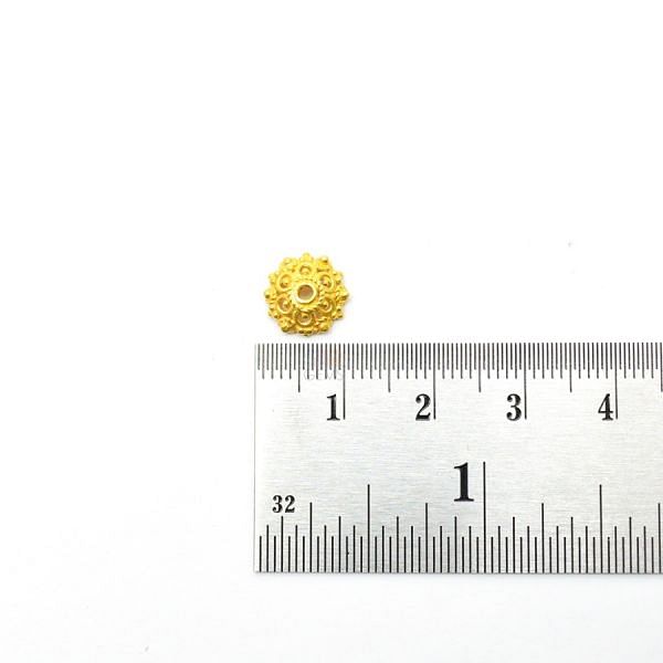 18K Solid Yellow Gold Flower Cap Shape Plain Finishing, 9X4 mm Plain Bead, SGTAN-0238, Sold By 1 Pcs.