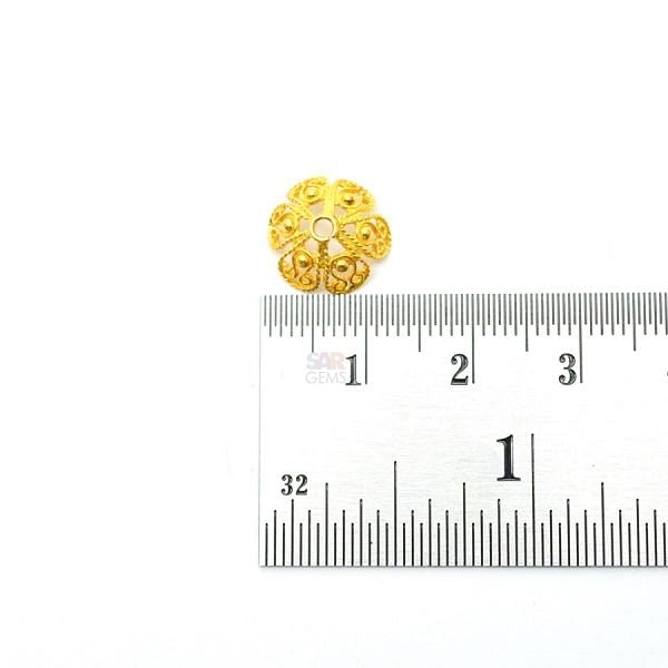 18K Solid Yellow Gold Flower Cap Shape Plain Finishing 11,5X5mm Bead, SGTAN-0239, Sold By 1 Pcs.