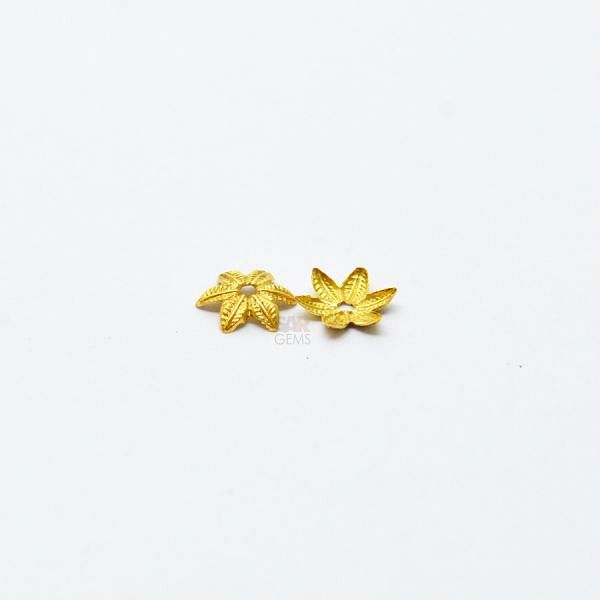 18K Solid Yellow Gold Flower Shape Textured Finishing 8X1,5mm Bead, SGTAN-0244, Sold By 5 Pcs.