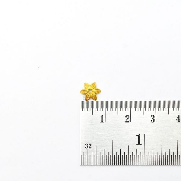 18K Solid Yellow Gold Flower Shape Textured Finishing 8X1,5mm Bead, SGTAN-0244, Sold By 5 Pcs.
