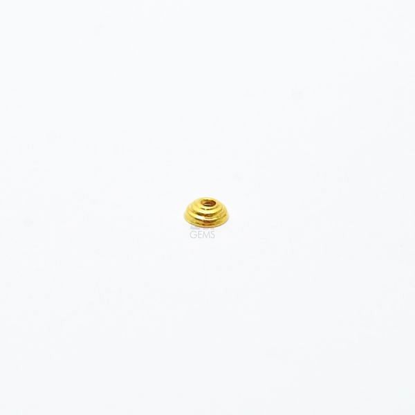 18K Solid Yellow Gold Flower Shape Textured Finishing 6X2mm Bead, SGTAN-0246, Sold By 2 Pcs.