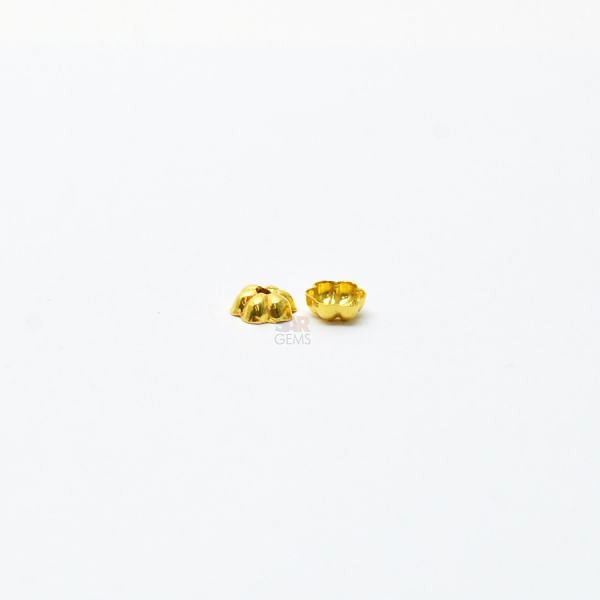 18K Solid Yellow Gold Caps Plain Shape Plain Finishing 6X2mm Bead, SGTAN-0248, Sold By 4 Pcs.