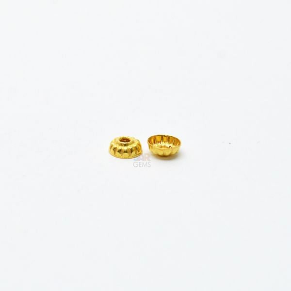 18K Solid Yellow Gold Caps Plain Shape Plain Finishing 5X2mm Bead, SGTAN-0249, Sold By 4 Pcs.