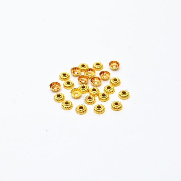 18K Solid Yellow Gold Caps Plain Shape Plain Finishing 5X2mm Bead, SGTAN-0249, Sold By 4 Pcs.