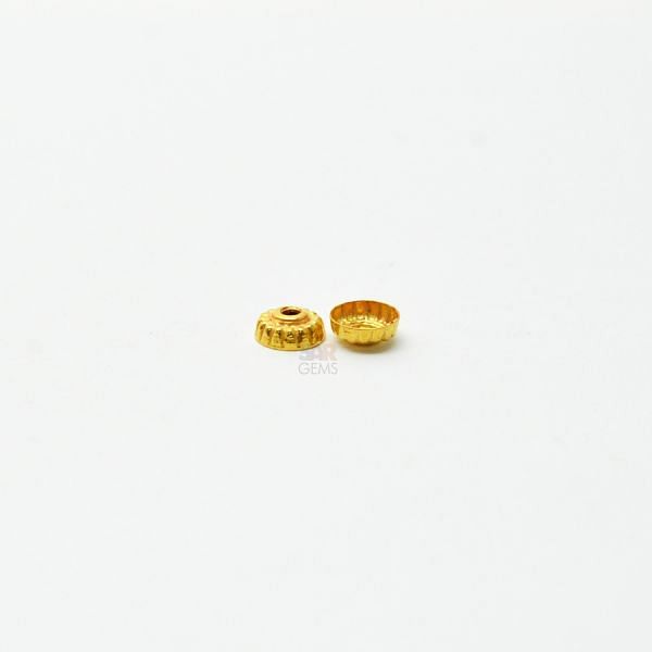 18K Solid Yellow Gold Caps Plain Shape Plain Finishing 6X2mm Bead, SGTAN-0250, Sold By 3 Pcs.