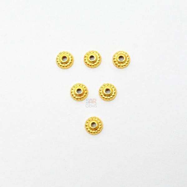 18K Solid Yellow Gold Caps Plain Shape Plain Finishing 6X2mm Bead, SGTAN-0250, Sold By 3 Pcs.