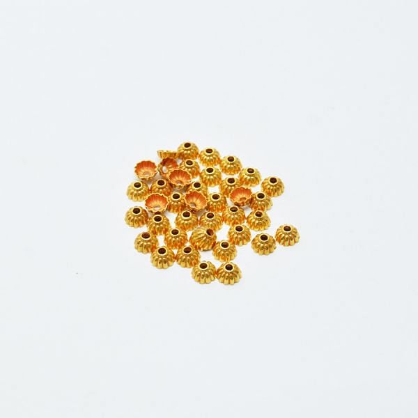 18K Solid Yellow Gold Caps Plain Shape Plain Finishing 6X3mm Bead, SGTAN-0251, Sold By 2 Pcs.
