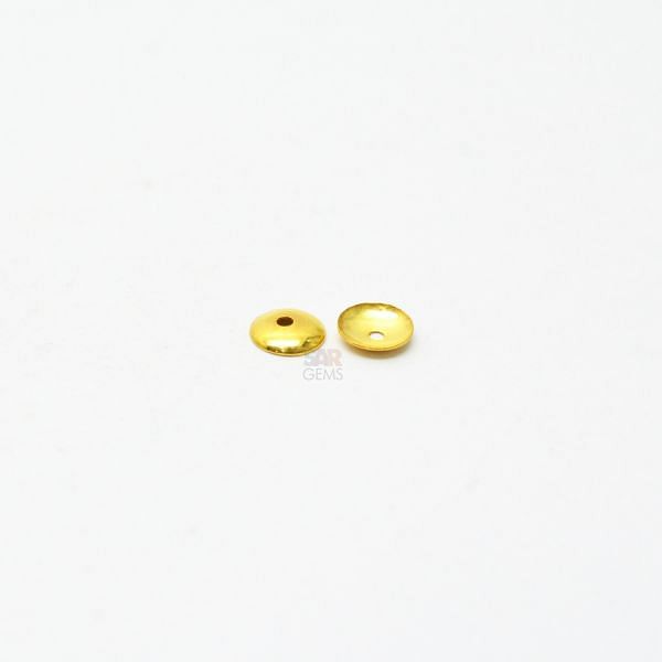 18K Solid Yellow Gold Caps Plain Shape Plain Finishing 6X1mm Bead, SGTAN-0254, Sold By 4 Pcs.