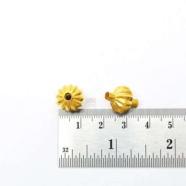 18K Solid Yellow Gold Melon Shape Plain Finishing 15X11,5mm Bead, SGTAN-0258, Sold By 1 Pcs.