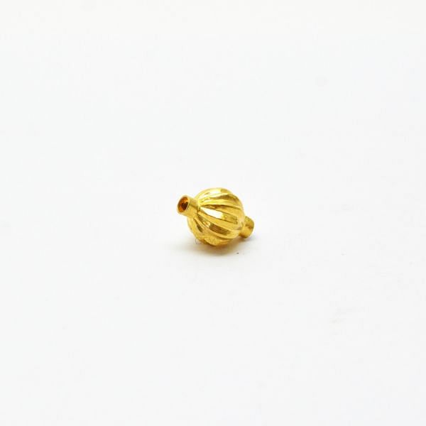 18K Solid Yellow Gold Fancy  Melon Shape Plain Finishing, 13X10mm Bead, SGTAN-0259, Sold By 1 Pcs.