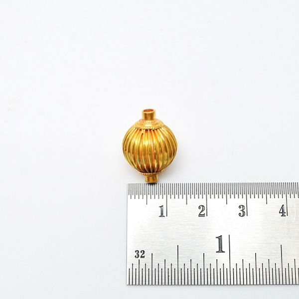 18K Solid Yellow Gold Melon Shape Plain Finishing 18X13mm Bead, SGTAN-0260, Sold By 1 Pcs.