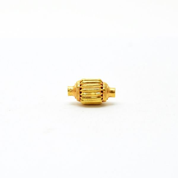 18K Solid Yellow Gold Drum Shape Plain Lining Finishing 17X9mm Bead, SGTAN-0262, Sold By 1 Pcs.