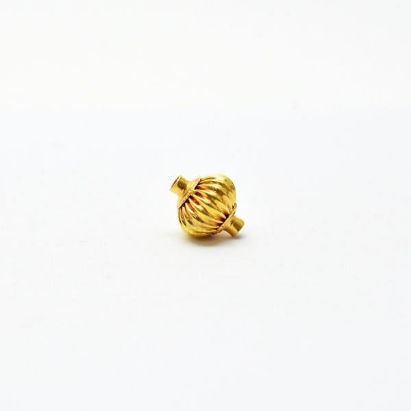 18K Solid Yellow Gold Drum Shape Plain Lining Finishing 14X12mm Bead, SGTAN-0263, Sold By 1 Pcs.