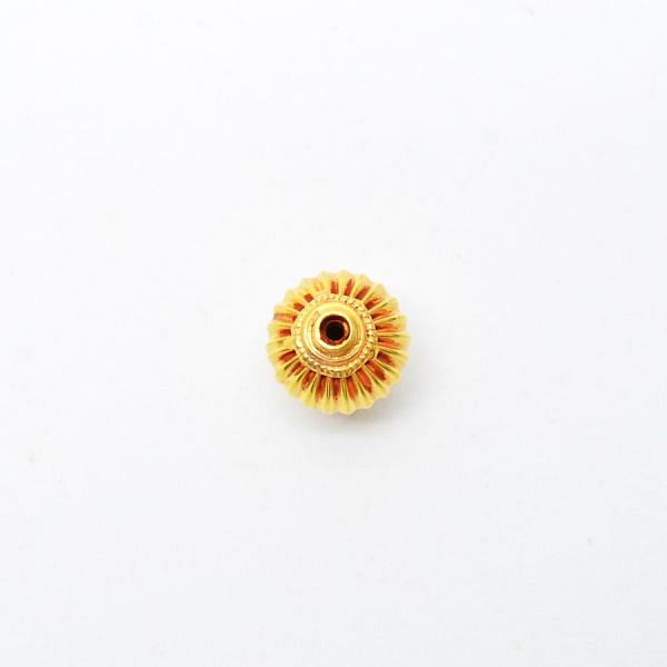 18K Solid Yellow Gold Drum Shape Plain Lining Finishing 14X12mm Bead, SGTAN-0263, Sold By 1 Pcs.