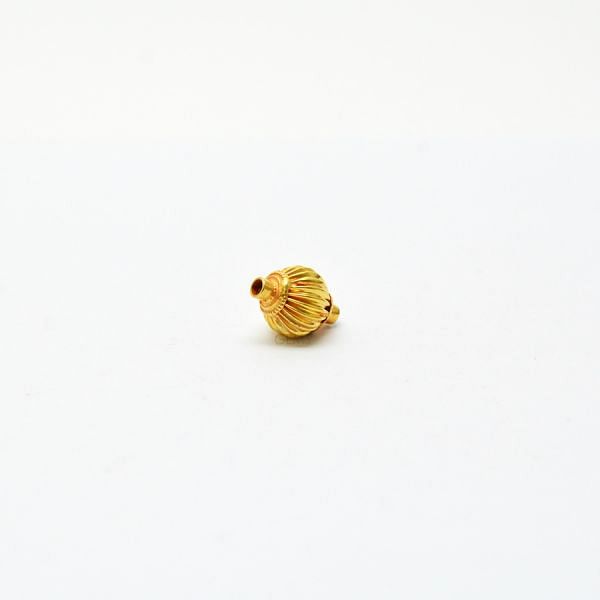 18K Solid Yellow Gold Drum Shape Plain Lining Finishing 15X11mm Bead, SGTAN-0264, Sold By 1 Pcs.