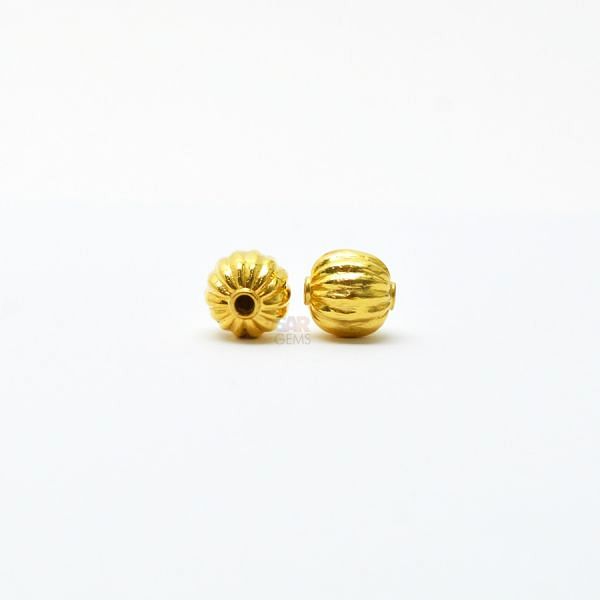 18K Solid Yellow Gold Roundel Shape Plain Lining Finishing 10,5X10mm Bead, SGTAN-0269, Sold By 1 Pcs.