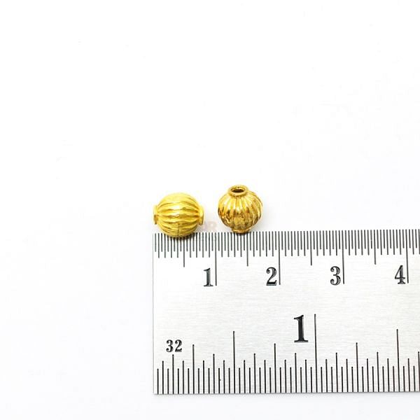 18K Solid Yellow Gold Oval Shape Plain Lining Finishing 8X7mm Bead, SGTAN-0270, Sold By 1 Pcs.