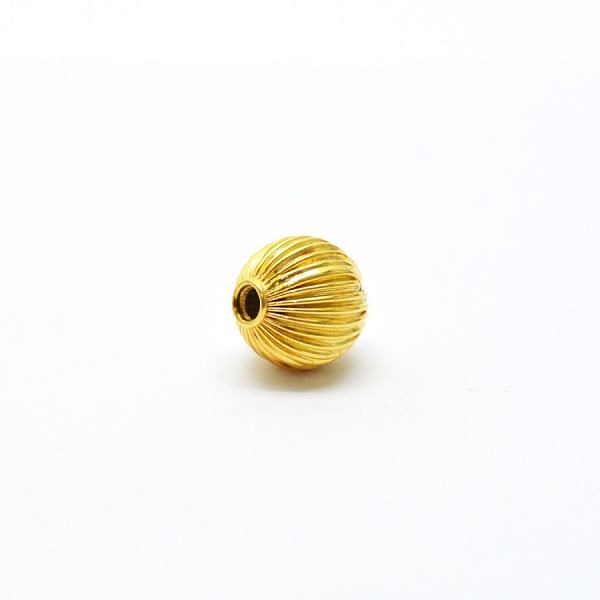 18K Solid Yellow Gold Oval Shape Plain Lining Finishing 15,5X14mm Bead, SGTAN-0273, Sold By 1 Pcs.