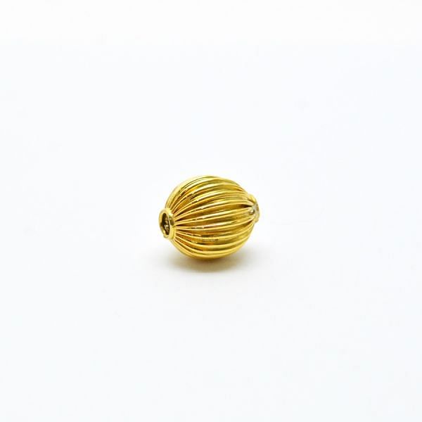 18K Solid Yellow Gold Oval Shape Plain Lining Finishing 12X10mm Bead, SGTAN-0276, Sold By 1 Pcs.