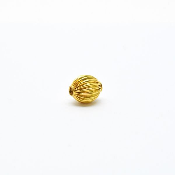 18K Solid Yellow Gold Oval Shape Plain Lining Finishing 10X9mm Bead, SGTAN-0277, Sold By 1 Pcs.