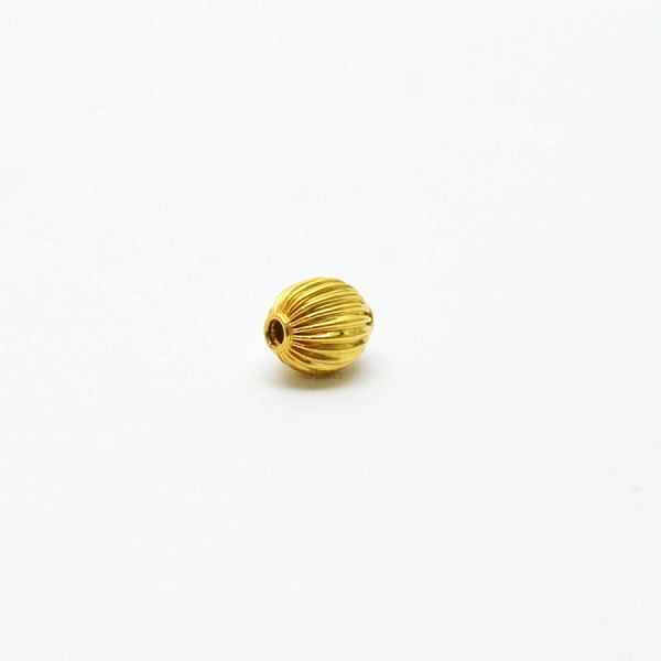 18K Solid Yellow Gold Oval Shape Plain Lining Finishing 9,5X8mm Bead, SGTAN-0278, Sold By 1 Pcs.