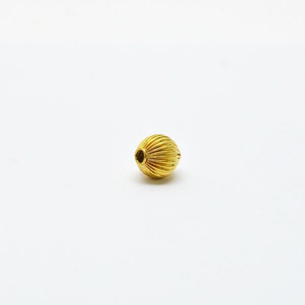 18K Solid Yellow Gold Oval Shape Plain Lining Finishing 10,5X10mm Bead, SGTAN-0279, Sold By 1 Pcs.