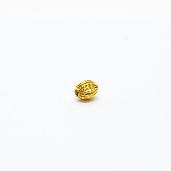 18K Solid Yellow Gold Oval Shape Plain Lining Finishing 8X6mm Bead, SGTAN-0280, Sold By 1 Pcs.