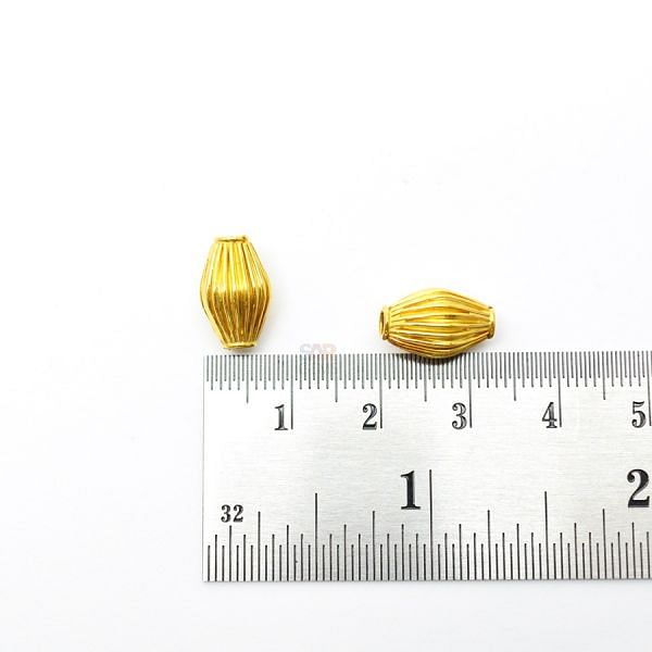 18K Solid Yellow Gold Drum Shape Plain Lining Finishing 12,5X8mm Bead, SGTAN-0289, Sold By 1 Pcs.