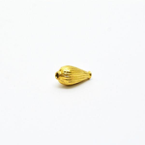 18K Solid Yellow Gold Fancy Drop Shape Plain Lining Finishing 15,50X8mm Bead, SGTAN-0291, Sold By 1 Pcs.