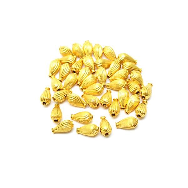 18K Solid Yellow Gold Drum Shape Plain Lining Finishing 13X7mm Bead, SGTAN-0292, Sold By 1 Pcs.