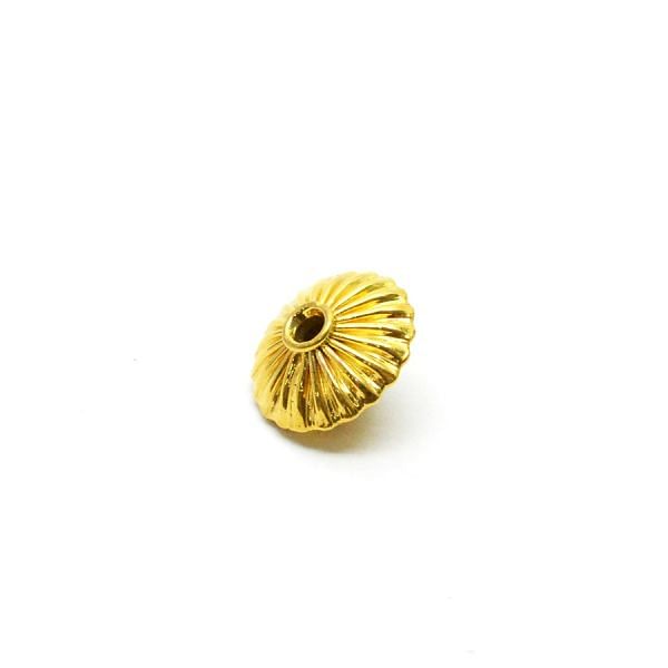 18K Solid Yellow Gold Roundel Shape Plain Lining Finishing 9X12mm Bead, SGTAN-0294, Sold By 1 Pcs.