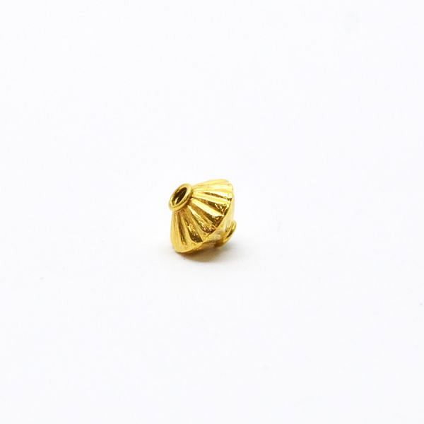 18K Solid Yellow Gold Drum Shape Plain Lining Finishing 6X8mm Bead, SGTAN-0296, Sold By 1 Pcs.