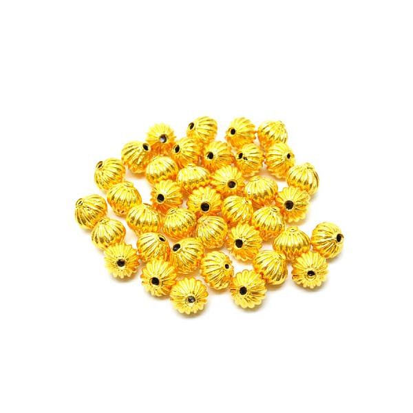 18K Solid Yellow Gold Roundel Shape Plain Lining Finishing 8X7,5mm Bead, SGTAN-0298, Sold By 1 Pcs.