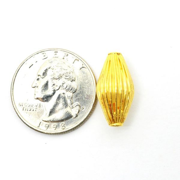 18K Solid Yellow Gold Drum  Shape Plain Lining Finishing 20X10mm Bead, SGTAN-0299, Sold By 1 Pcs.