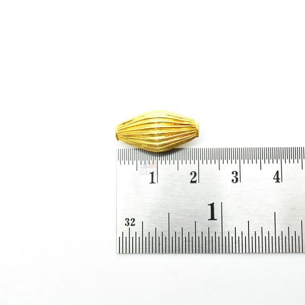 18K Solid Yellow Gold Drum  Shape Plain Lining Finishing 20X10mm Bead, SGTAN-0299, Sold By 1 Pcs.