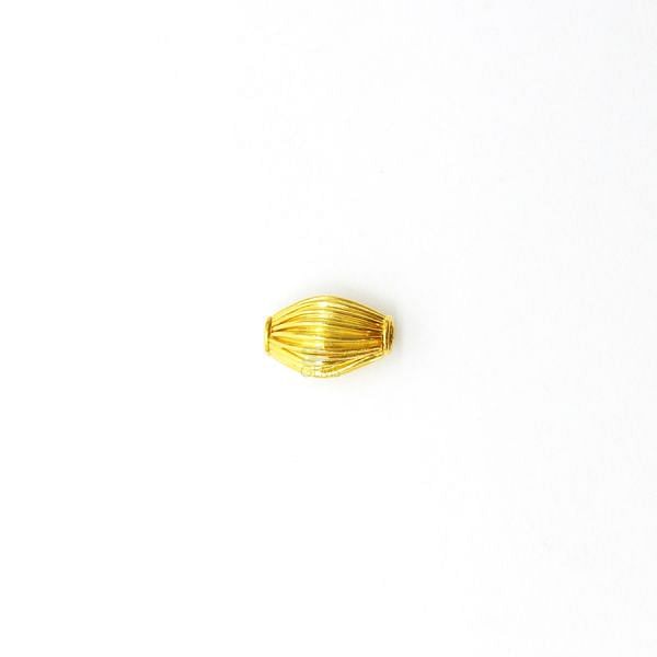 18K Solid Yellow Gold Drum  Shape Plain Lining Finishing 12X8mm Bead, SGTAN-0300, Sold By 1 Pcs.