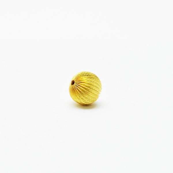 18K Solid Yellow Gold Round Ball Shape Plain Lining Finishing 12mm Bead