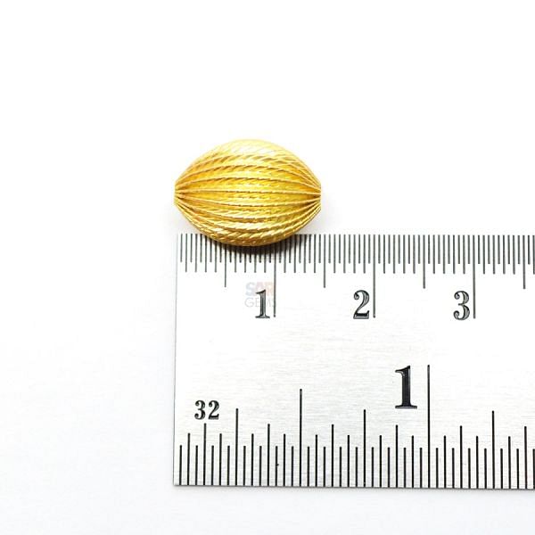 18K Solid Yellow Gold Oval Shape Plain Lining Finishing 15X11mm Bead