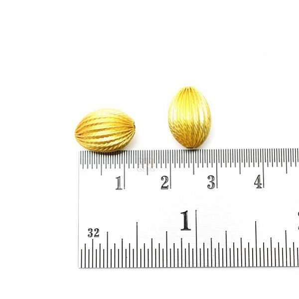 18K Solid Yellow Gold Oval Shape Plain Lining Finishing 13X9mm Bead
