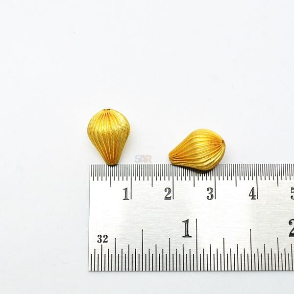 18K Solid Yellow Gold Drop Shape Plain Lining Finishing 13X10mm Bead, SGTAN-0313, Sold By 1 Pcs.