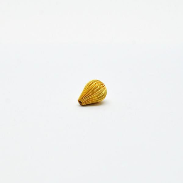 18K Solid Yellow Gold Drop Shape Plain Lining Finishing 12X9mm Bead, SGTAN-0314, Sold By 1 Pcs.