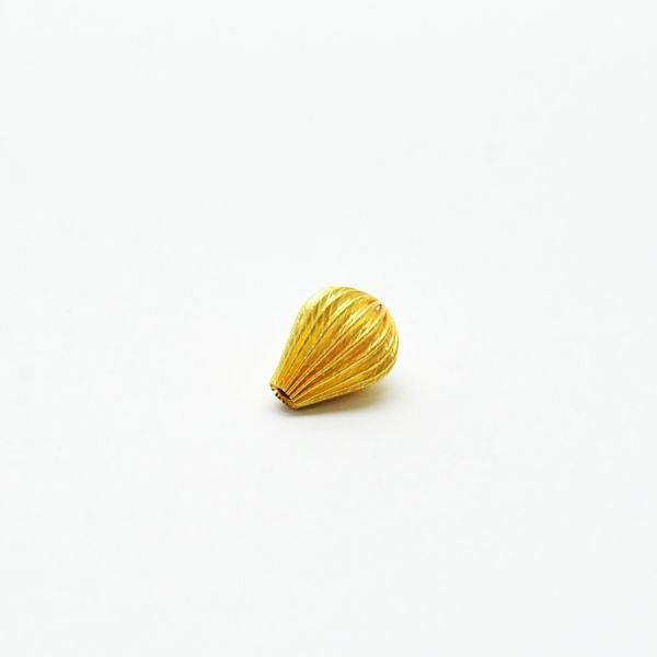 18K Solid Yellow Gold Drop Shape Plain Lining Finishing 11X9mm Bead