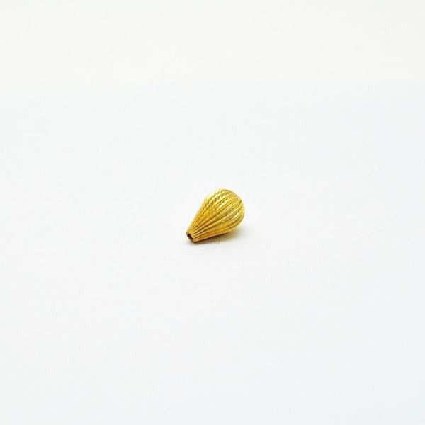18K Solid Yellow Gold Drop Shape Plain Lining Finishing 14X9mm Bead, SGTAN-0316, Sold By 1 Pcs.