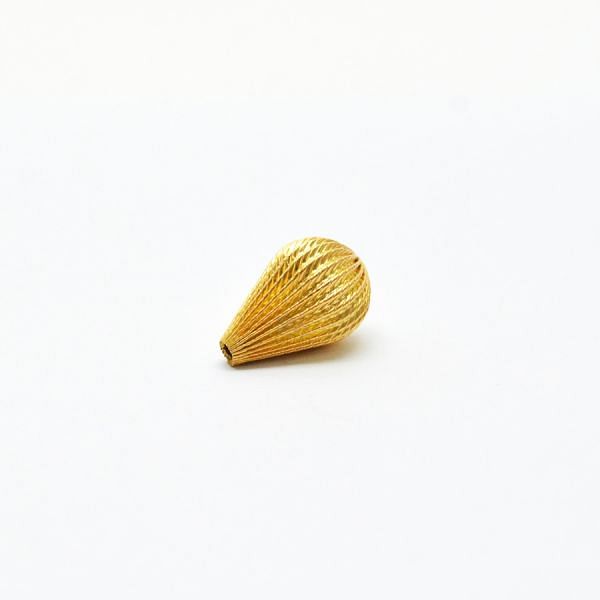 18K Solid Yellow Gold Drop Shape Plain Lining Finishing 16,5X11mm Bead, SGTAN-0317, Sold By 1 Pcs.