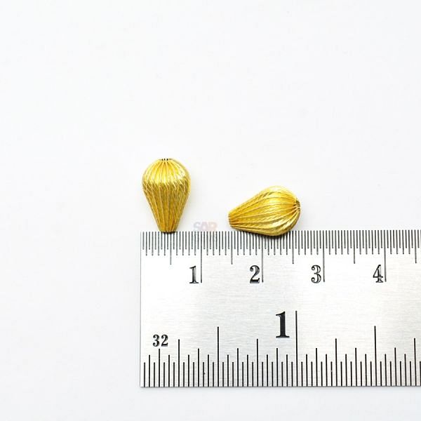 18K Solid Yellow Gold Drop Shape Plain Lining Finishing 12X8mm Bead, SGTAN-0318, Sold By 1 Pcs.