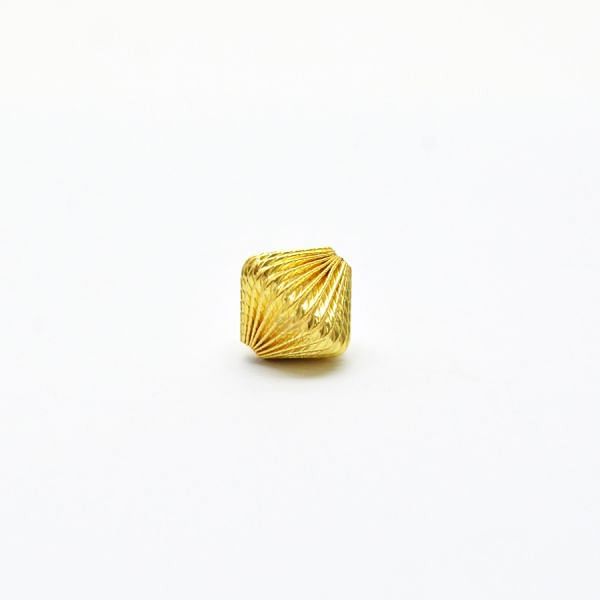 18K Solid Yellow Gold Drum Shape Plain Lining Finishing 12,5X11,5mm Bead, SGTAN-0319, Sold By 1 Pcs.