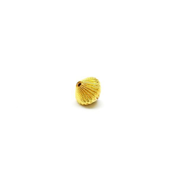18K Solid Yellow Gold Drum Shape Plain Lining Finishing 11X10,5mm Bead, SGTAN-0320, Sold By 1 Pcs.