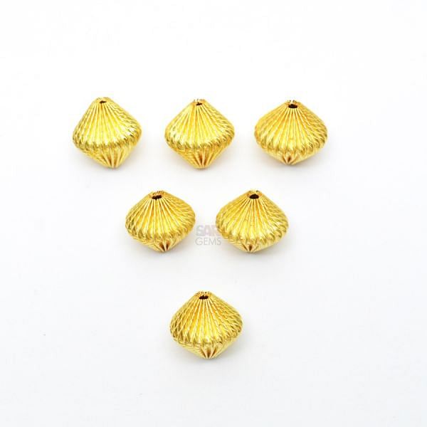 18K Solid Yellow Gold Drum Shape Plain Lining Finishing 11X10,5mm Bead, SGTAN-0320, Sold By 1 Pcs.