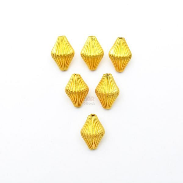 18K Solid Yellow Gold Drum Shape Plain Lining Finishing 14X10mm Bead